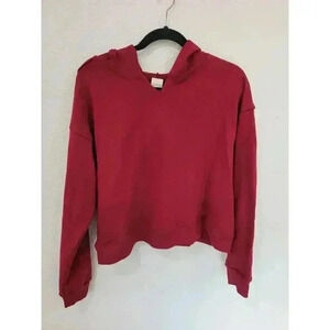 Urban Daisy Maroon Crop Hooded Sweatshirt Womens size‎ medium #7